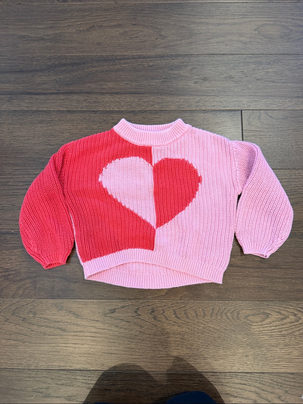 Old Navy Pink and Red Heart-Front Crewneck Sweater Size 2T - C17-056